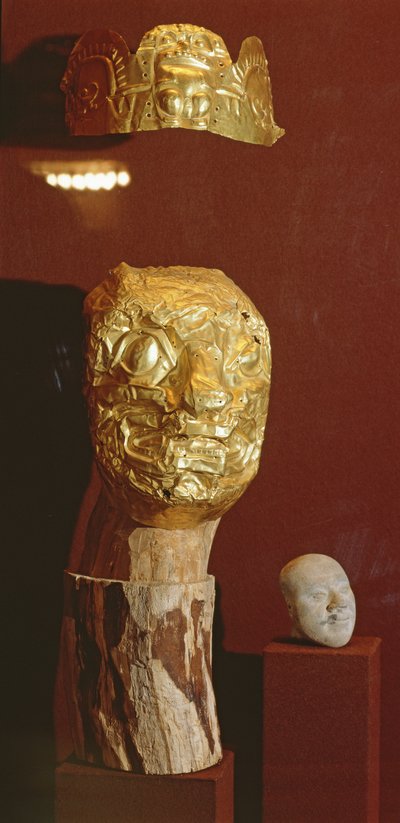 Mask and headdress by Pre Columbian